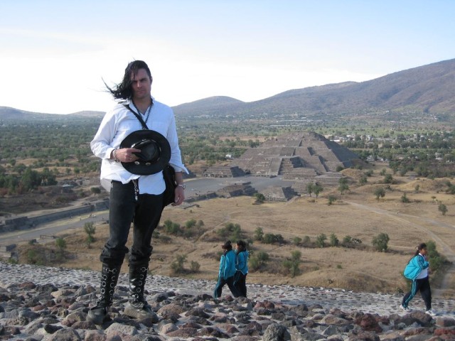 Contemplative Marc in front of Pyramida de la Luna