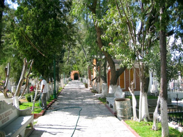 The happiest cemetery in the world.  This is in Tequisquipan.  Warm, sunny, birds chirping, etc.  A happy place.