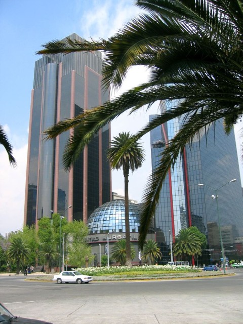 Another view of the groovy buildings.  This is the only time Mexico City has ever had only one car present in any picture ever taken ever.