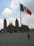 A big-ass flag and church next door to Vicente Fox's pad'o'luv
