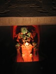 Very difficult to tell what this is, but it's a mockup of the actual bones found in the base of one of the Mayan pyramids.  Sucks to be the explorer who found 'em.